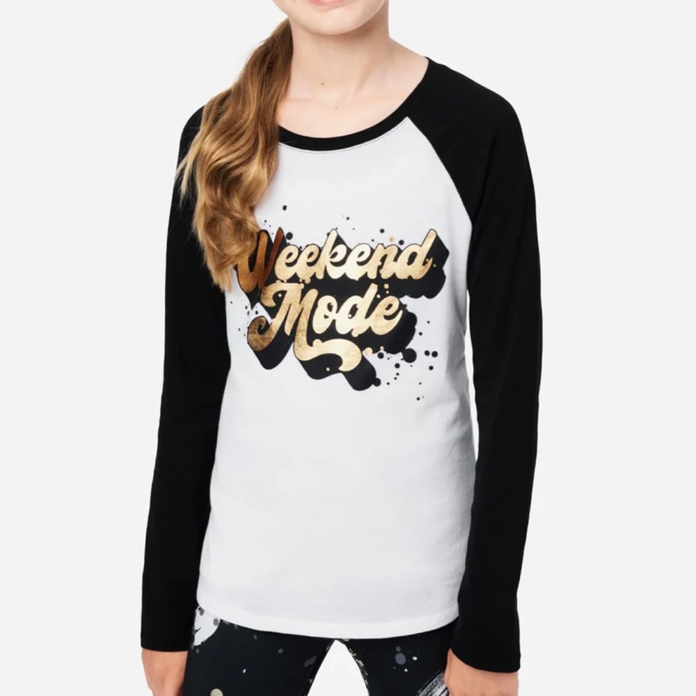 Justice Long Sleeve Graphic Raglan Tee S7/8 M/10 NEW!